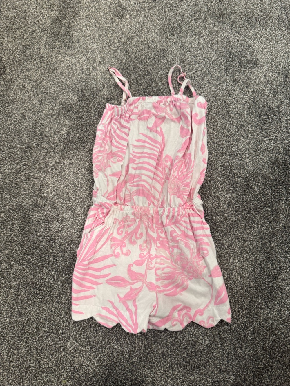 Lilly Pulitzer Pink and White Floral Print Girls Romper